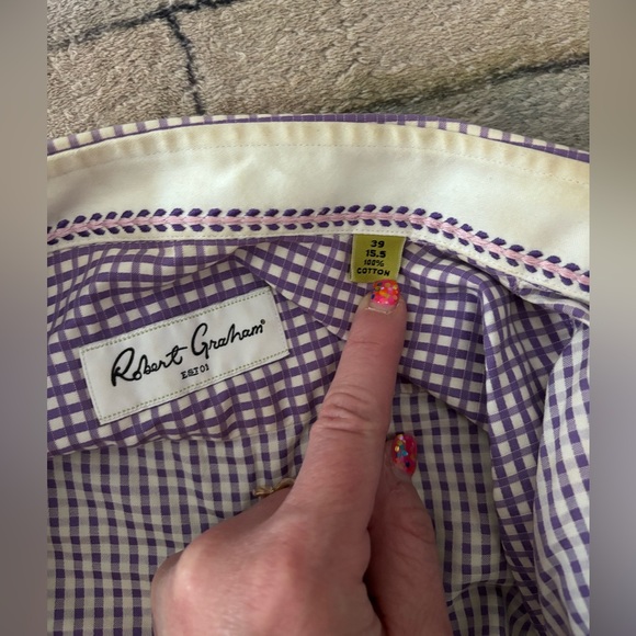 Robert Graham Purple Checkered Casual Button Down Shirt - Picture 3 of 4